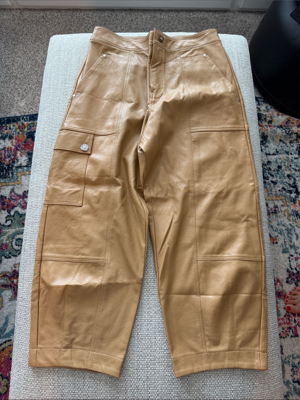 Women’s Anthropologie leather barrel pants
